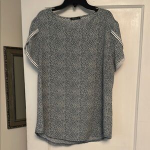 Blue and White Blouse with Cute Sleeve Details